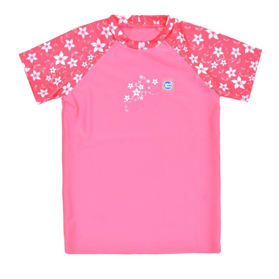 Toddler Swimwear Water Babies Rash Tops | Pink Blossom Uv Short Sleeve Rash Top